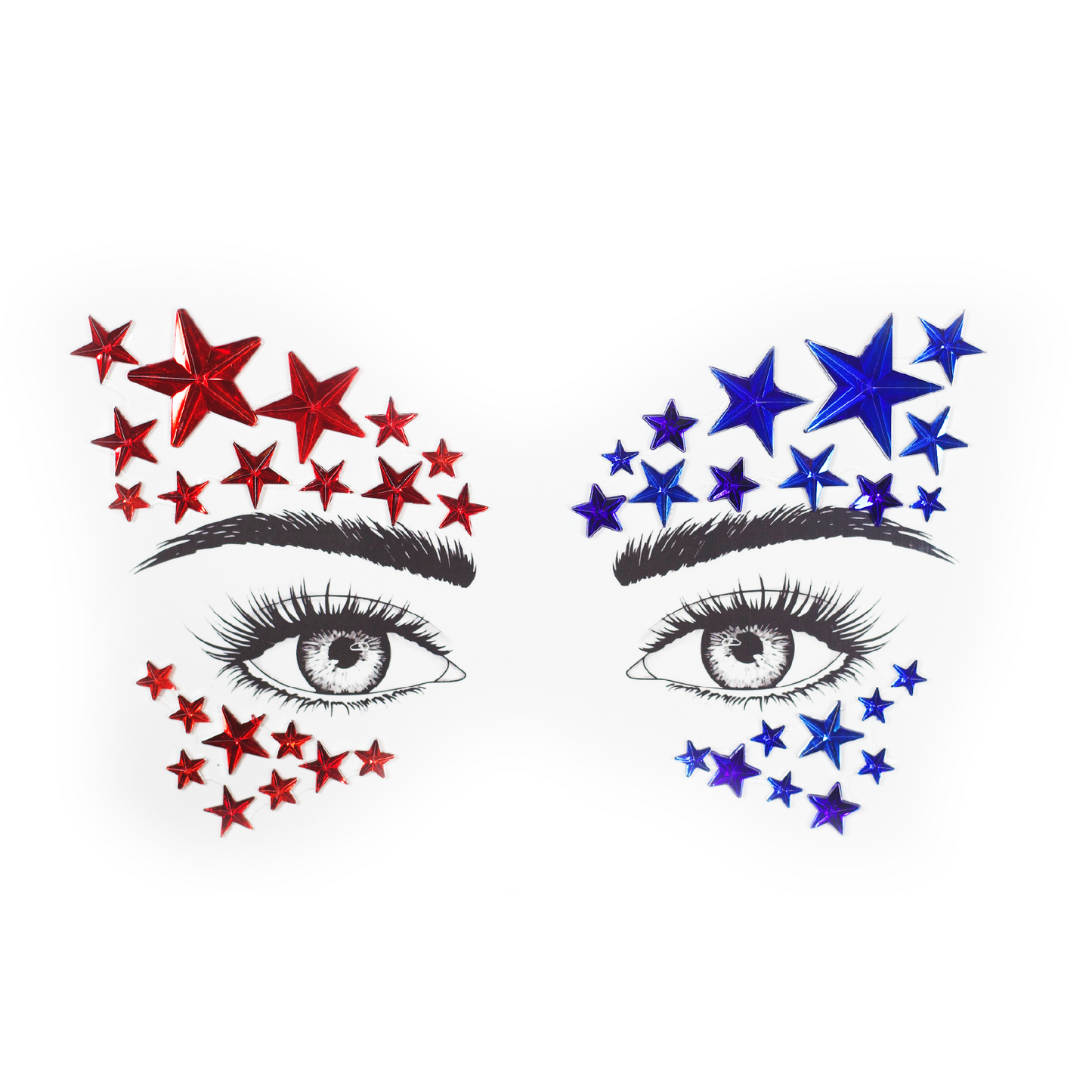 Grand Old Flag - Red and Blue Star Face Jewels