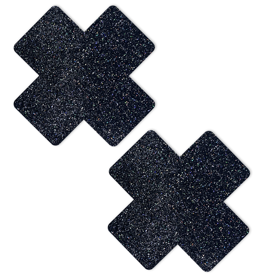 Midnight Madness - Black Glitter Cross Pastie