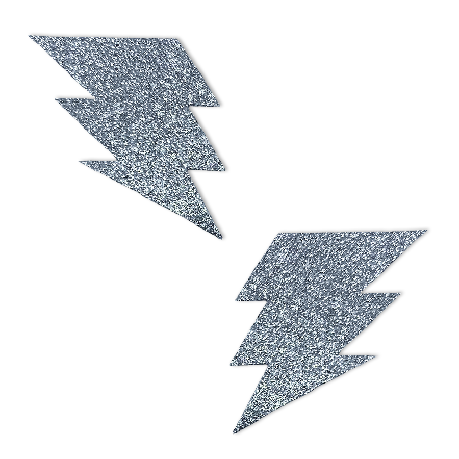 Silver Storm - Glitter Lightening Bolt Pastie