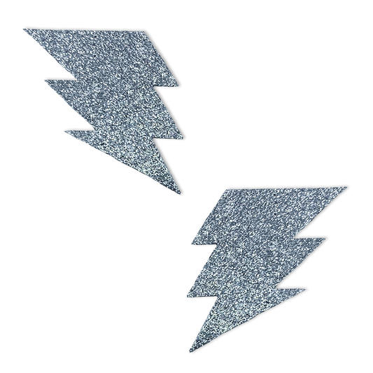 Silver Storm - Glitter Lightening Bolt Pastie